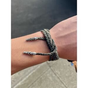 Authentic Chrome Hearts Braid Scroll Leather Bracelet